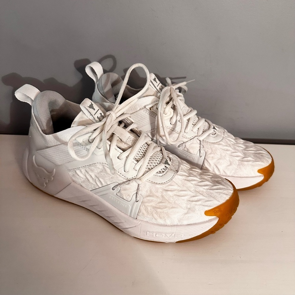 Under Armour - Men’s Project Rock 6, Sneakers, White, Size 8.5, Training Shoes